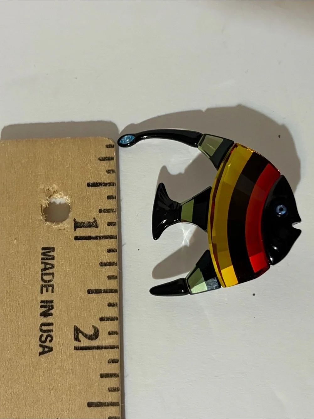 SWAROVSKI Black Exotic Calabar Rainbow Angelfish Fish Brooch Pin Retired